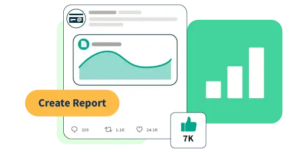 Grafik mit Diagrammen und Social-Media-Analyseberichten