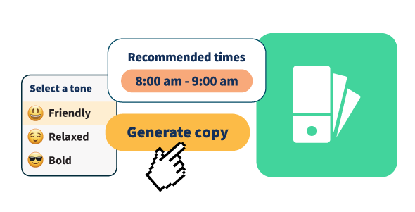 Dashboard di Hootsuite che mostra idee e ispirazioni per i contenuti