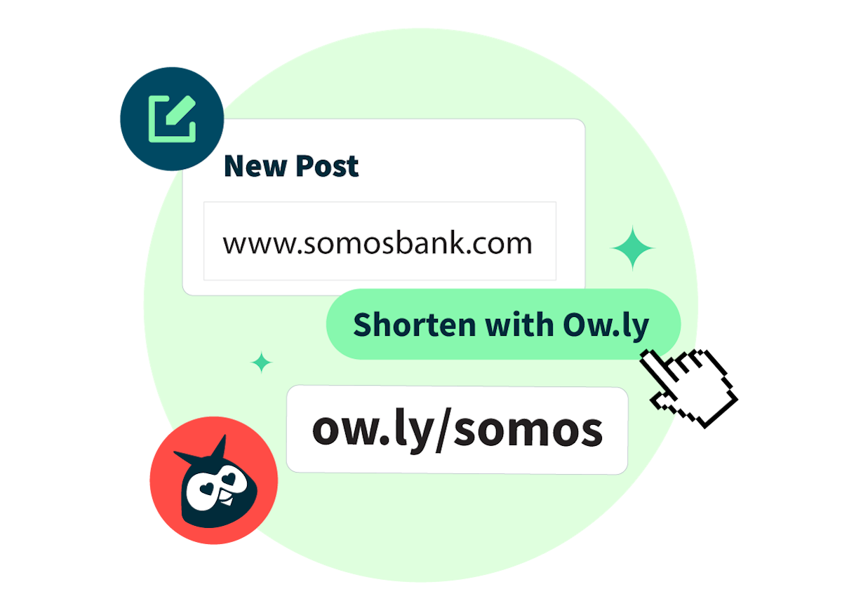 O url &quot;www.somosbank.com&quot; abreviado como &quot;ow.ly/somos&quot;