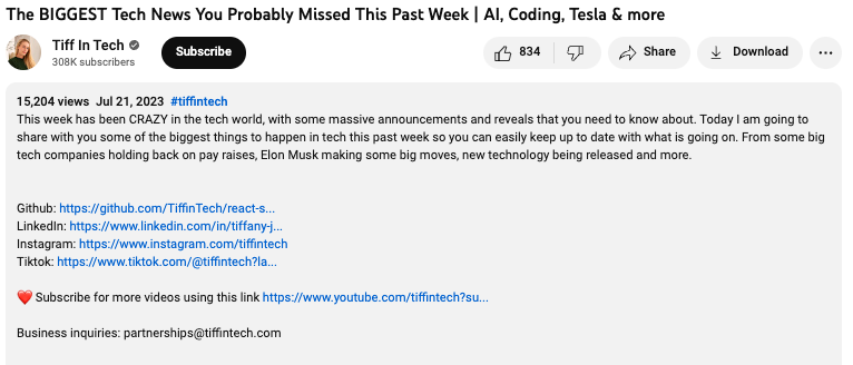 YouTube news description screenshot