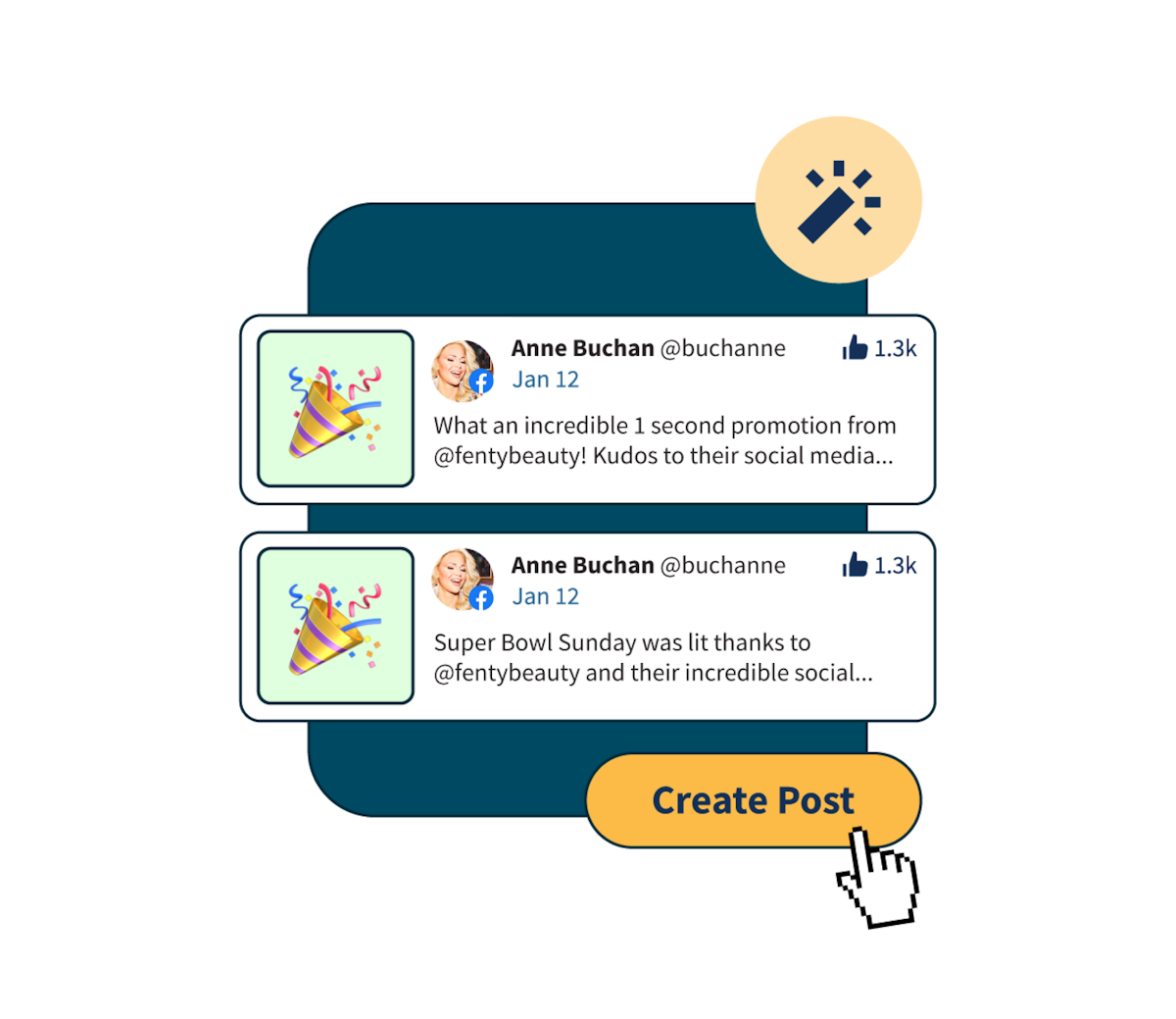 Gráfico que muestra el panel de control de IA de OwlyWrite y cómo puede ayudarte a crear publicaciones