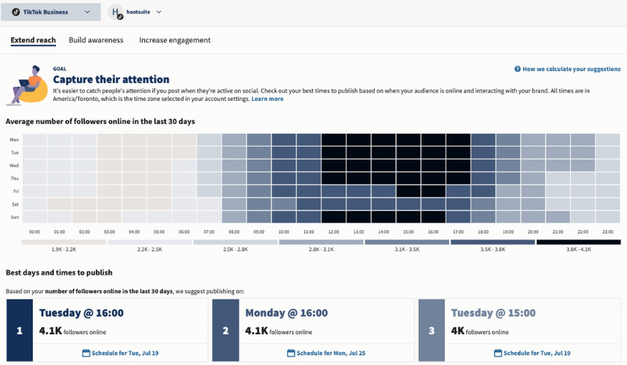 Hootsuite's TikTok Business dashboard