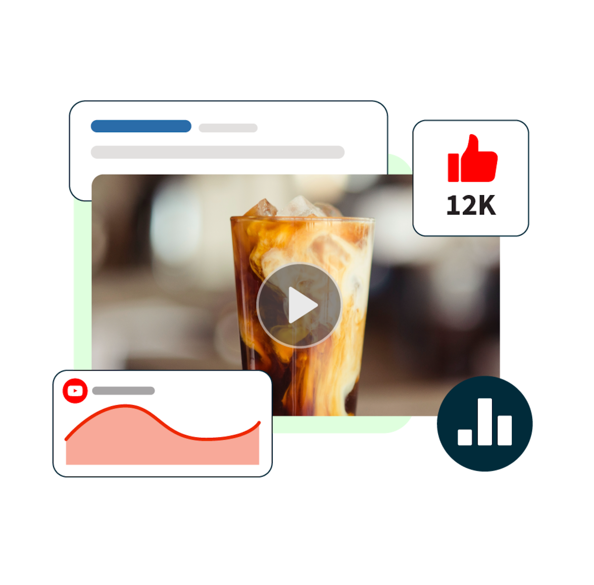 Video-Miniaturbild eines Iced Latte mit Pop-ups von YouTube-Statistiken